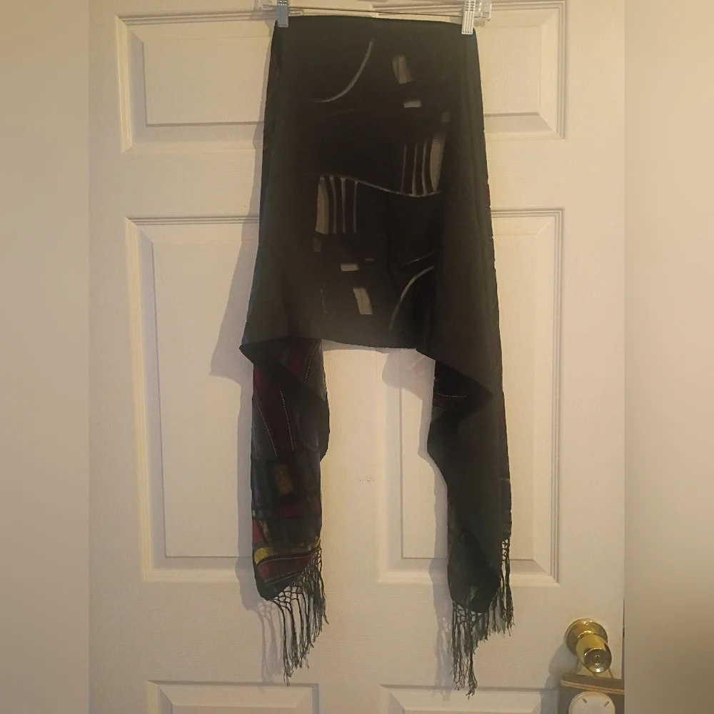 Burnt Out Velvet Scarf‎ With Fring 19X65